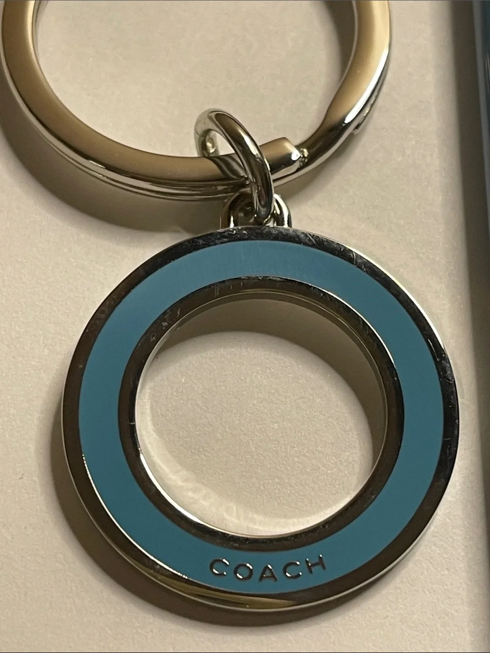 Coach Blue Enamel Circle Keyring and Coach Pen